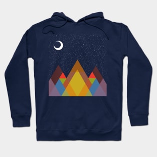 mountains landscape, starry night and waning moon Hoodie